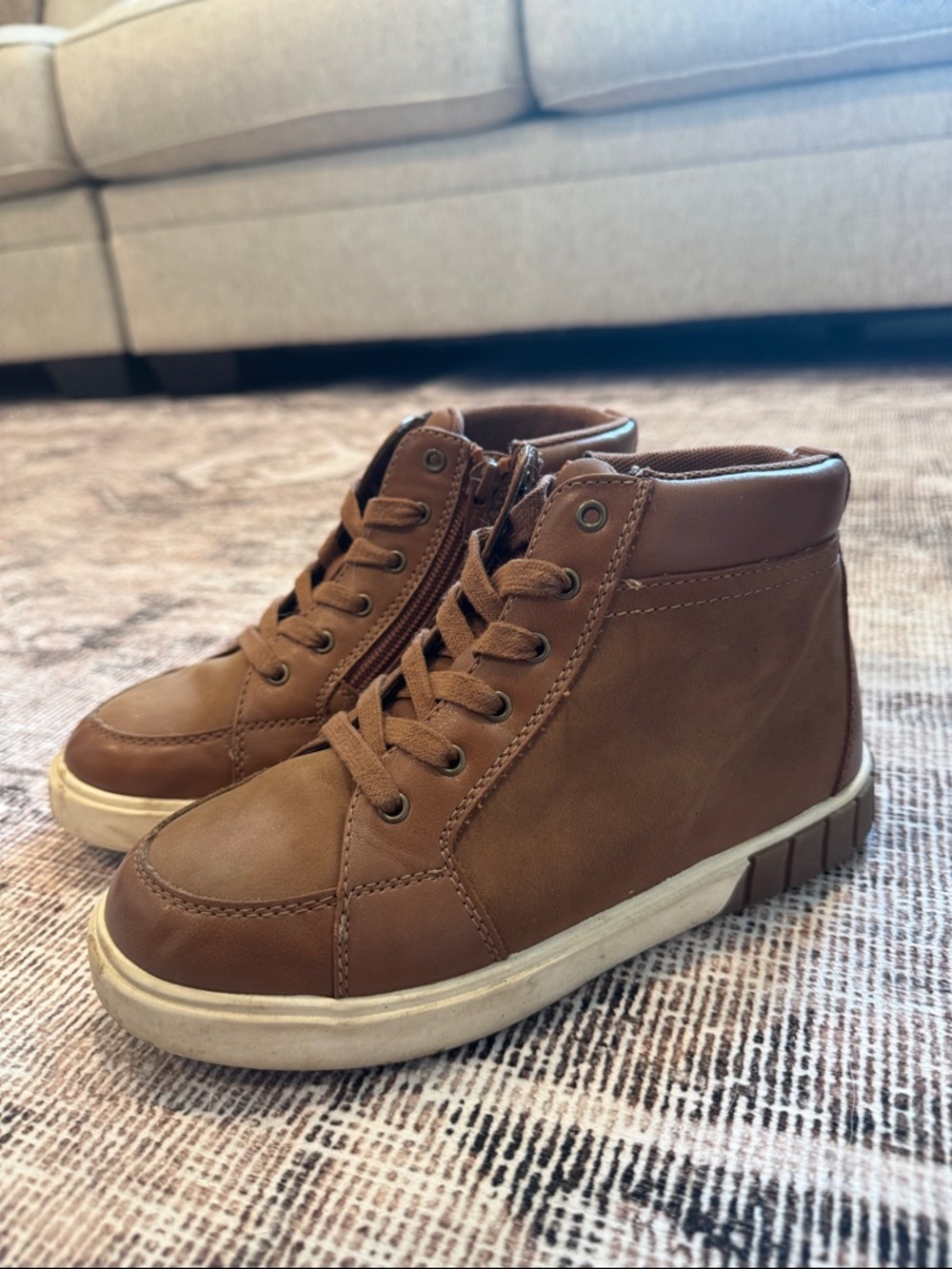 Kids Brown High-Top Casual Sneakers